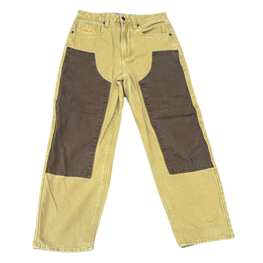 Empyre Jeans Mens 28 Brown Double Knee Contrast Relax Baggy Y2K Cowboy Outdoor